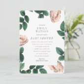 ピンク&ホワイトフラワーフレームベビーシャワー招待状 招待状 (スタンド正面)