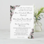 ピンク&ホワイトフローラカトリック結婚式招待状 招待状 (スタンド正面)