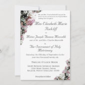 ピンク&ホワイトフローラカトリック結婚式招待状 招待状 (正面)