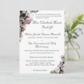 ピンク&ホワイトフローラカトリック結婚式招待状 招待状 (スタンド正面)