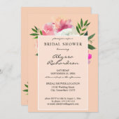 ピンク&ホワイトフローラブライダルシャワー – ピンク2C 招待状 (正面/裏面)