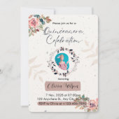 ピンク&ホワイトフローラプリンセスキンセアニェラ誕生日 招待状 (正面)