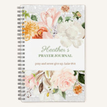 ピンク&ホワイトフローラレース祈りの言葉ジャーナル