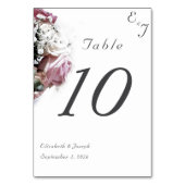 ピンク&ホワイトフローラ結婚のテーブルカード テーブルナンバー (裏面)