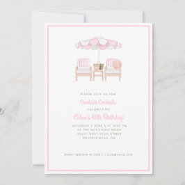 ピンク&ホワイトプールアンブレラ&チェア |プールパーティーI 招待状