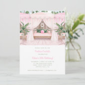 ピンク&ホワイトプールカバナ |プールパーティの招待状 招待状 (スタンド正面)