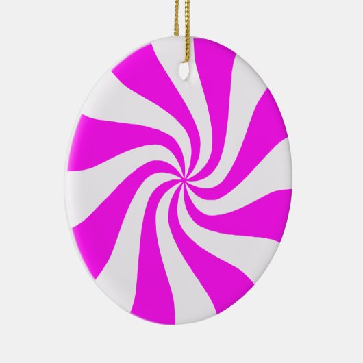 ピンク&ホワイトペパーミントキャンディクリスマスオーナメント セラミックオーナメント (右)