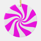 ピンク&ホワイトペパーミントキャンディクリスマスオーナメント セラミックオーナメント (正面)