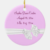 ピンク&ホワイトボウベビーガールフォトオーナメント セラミックオーナメント (裏面)