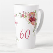 ピンク ホワイトボタン 花 はぴば 数字 カフェラテマグ (右アングル)