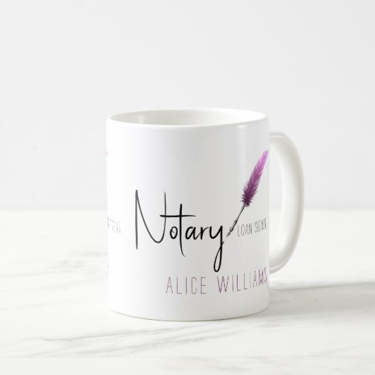 ピンク&ホワイトミニマモダンリストのシンプル公証人 コーヒーマグカップ (正面右)