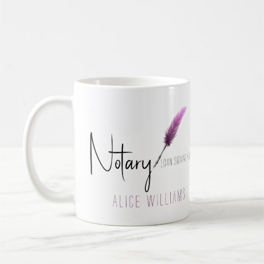 ピンク&ホワイトミニマモダンリストのシンプル公証人 コーヒーマグカップ (左)