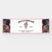 ピンク&ホワイトモダンフォトフラワーファーム 横断幕 (横)