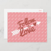 ピンク&ホワイトラブ赤いハート矢印はがき ポストカード (正面/裏面)