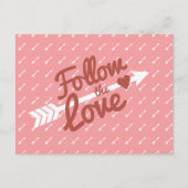 ピンク&ホワイトラブ赤いハート矢印はがき ポストカード (正面)