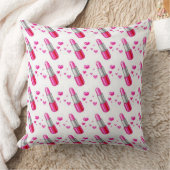 ピンク&ホワイトリップスティック恋人装飾用クッション クッション (ブランケット)