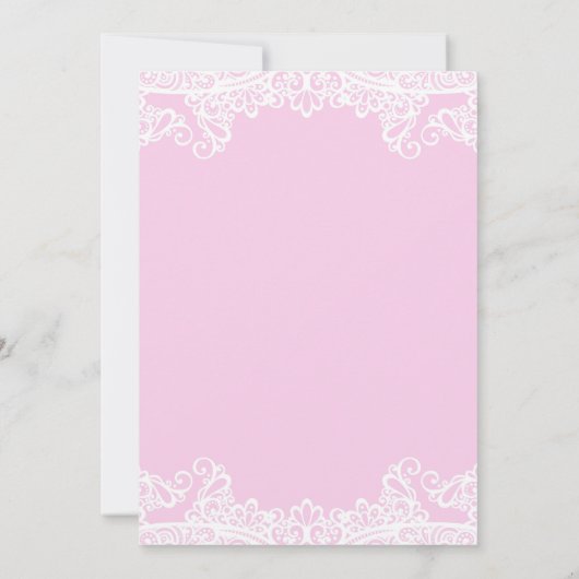 ピンク&ホワイトレースエレガントスウィート16パーティー 招待状 (裏面)