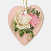 ピンク&ホワイトローズフローラブーケ セラミックオーナメント (左)