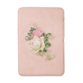 ピンク&ホワイトローズフローラブーケ バスマット (正面縦)