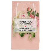 ピンク&ホワイトローズブーケありがとう スモールペーパーバッグ (正面)