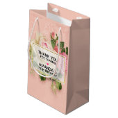 ピンク&ホワイトローズブーケありがとう スモールペーパーバッグ (裏面アングル)