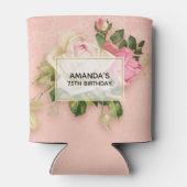 ピンク&ホワイトローズブーケ誕生日クーラーボックス 缶クーラー (裏面)