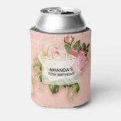 ピンク&ホワイトローズブーケ誕生日クーラーボックス 缶クーラー (缶裏面)