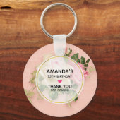 ピンク&ホワイトローズブーケ誕生日 キーホルダー (正面)