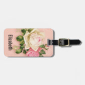 ピンク&ホワイトローズブーケ ラゲッジタグ (正面横)