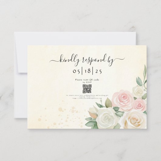 ピンク&ホワイトローズ開花 出欠カード (正面)