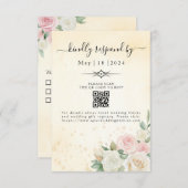 ピンク&ホワイトローズ開花 出欠カード (正面/裏面)