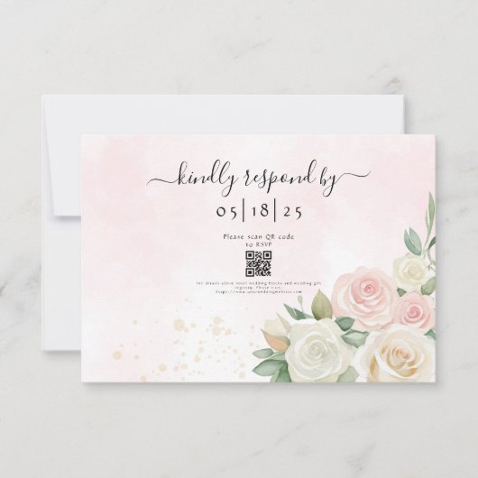 ピンク&ホワイトローズ開花 出欠カード (正面)