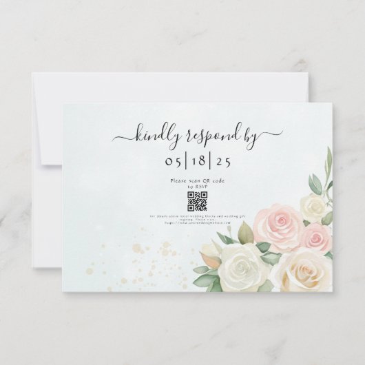 ピンク&ホワイトローズ開花 出欠カード (正面)