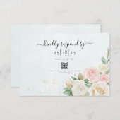 ピンク&ホワイトローズ開花 出欠カード (正面/裏面)