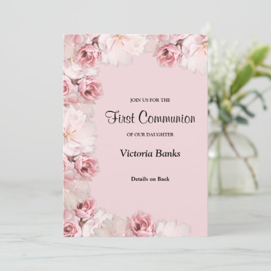 ピンク/ホワイトローゼファースト招待状 招待状 (スタンド正面)