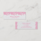 ピンク&ホワイトヴィンテージペイズリーレースウェディングプランナー スキニー名刺 (正面/裏面)