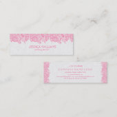 ピンク&ホワイトヴィンテージペイズリーレースウェディングプランナー スキニー名刺 (正面/裏面)
