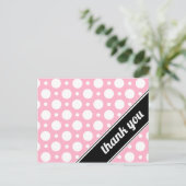 ピンク&ホワイト水玉模様ありがとうポストカード ポストカード (スタンド正面)
