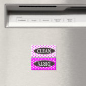 ピンク&ホワイト水玉模様クリーン – ダーティ食洗機マグン マグネット (インサイチュ (食洗機))