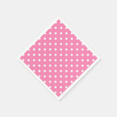 ピンク&ホワイト水玉模様ドットバースデーパーティー スタンダードカクテルナプキン (角)