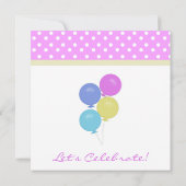 ピンク&ホワイト水玉模様バースデーパーティ招待状 招待状 (裏面)