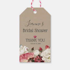 ピンク&ホワイト牡丹春フローラブライダルシャワー ギフトタグ