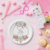 ピンク |ホワイト甘いフローラ開花女の子ベビーシャワー ペーパープレート (パーティー)