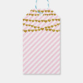 ピンク&ホワイト金ゴールドハートストランド誕生日ギフトラベル ギフトタグ (裏面)