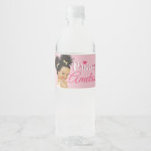 ピンク|ホワイト・アフロープリンセス・バレリーナ・ベビーガール ペットボトルラベル (正面)