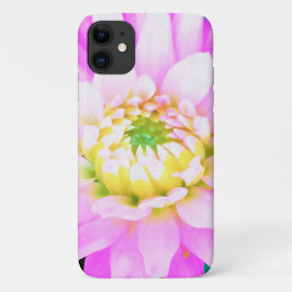 ピンク ホワイト イエローのサボテンダリアのマクロ iPhone 11 ケース