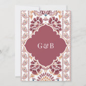 ピンク ホワイト イカット アナンド カラジ シーク教 結婚式 招待状 (裏面)