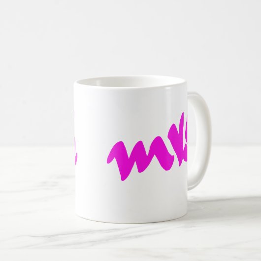 ピンク ホワイト カラフル Mrs. 彼女へのギフト コーヒーマグカップ (正面右)