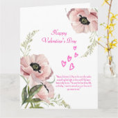 ピンク・ホワイト・グリーンのエレガントなバレンタインカード カード (黄色い花)