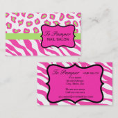 ピンク、ホワイト、グリーンゼブラ&チータスキンカスタム 名刺 (正面/裏面)